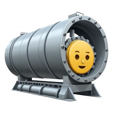 Emoji-style illustration of a tunnel boring machine, flat vector look, bold outlines, minimal details, no background sticker