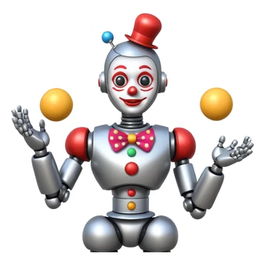 a Circus clown robot juggling two metal ball sticker