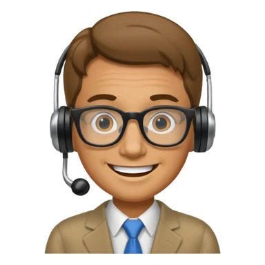 Un locutor de radio, moreno, con gafas sticker