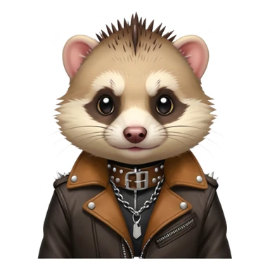 Ferret with punk jacket sticker
