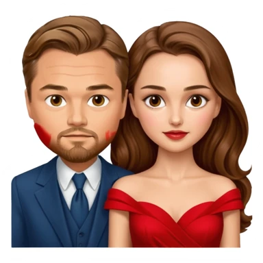 leonardo di caprio and Natalie Portman in a red dress sticker