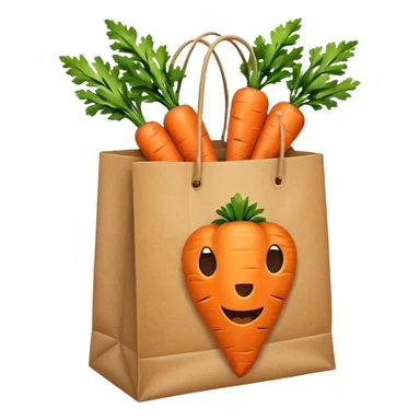paper shopping bag with carrot. Transparent background sticker