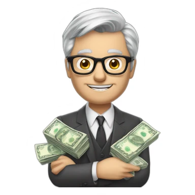 ​ 53 / 5 000 Résultats de traduction Résultat de traduction Gray hair boss in glasses and cigarette with money sticker