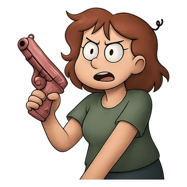 Make this pink toy pistol with heart details look more realistic with metallic textures and realistic lighting, keeping the background transparent. sticker