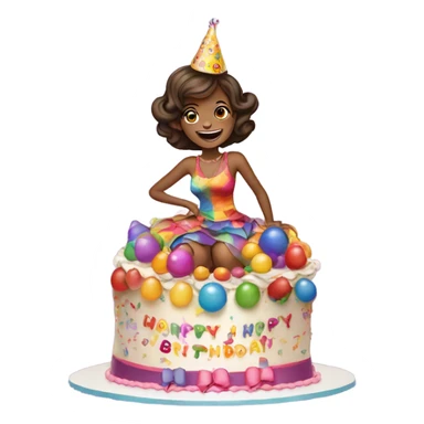 birthday girl on cake sticker