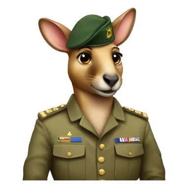 A kangaroo in military uniform  sticker