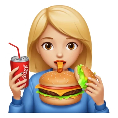 A girl with eating unhealthy food sticker