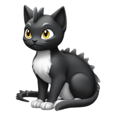 Sitting-Black-and-White-cat-dragon-type-pokemon sticker