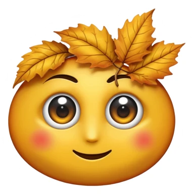 emoji, feuille d'érable couleur vermeille, deux yeux ronds noirs brillants sticker