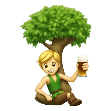 Arbol con piter pan tomando cerveza sticker