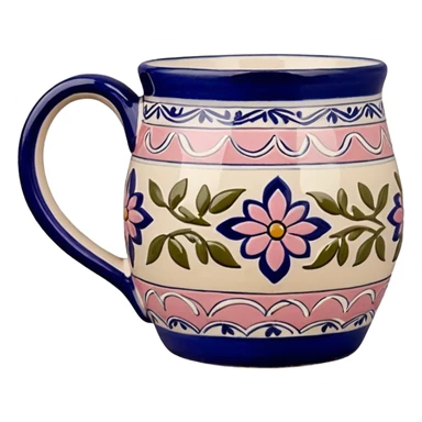 Pink white & beige Talavera mug sticker