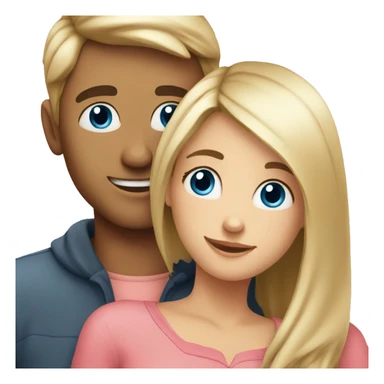 couple hug with warm smiles girl with blue eyes sticker