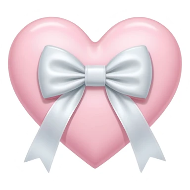 pastel pink heart with white ribbon bow sticker