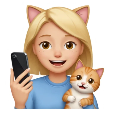 Girl crying laughing at a funny cat video on her phone sticker
