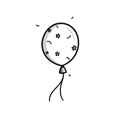 hand drawn doodle balloon with stars and playful lines sticker
