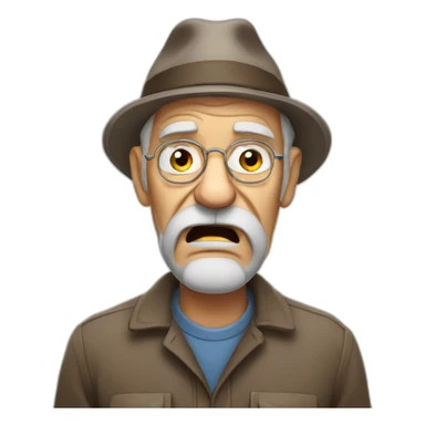 A grumpy old man with a grimace on his face sticker