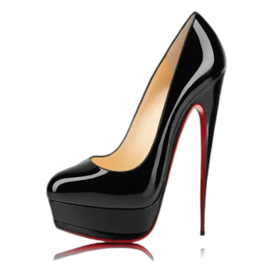 One WEDGE heel LOUBOUTIN black leather PATENT sticker