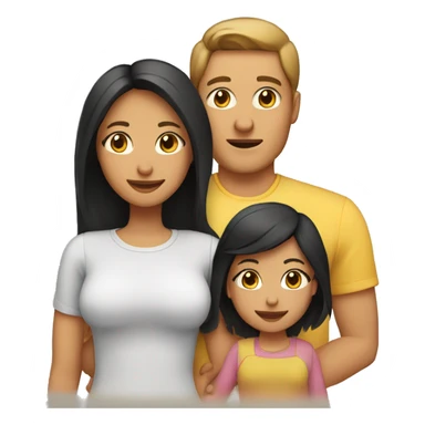 mom and dad with 3 toddler girls one with light brown hair the other two with black hair sticker