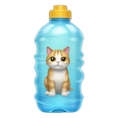 Cat trapped in a waterbottle sticker