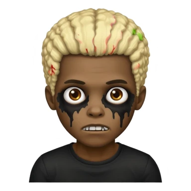 African American zombie boy with half blonde half black Afro hairstyle and black shirt sticker