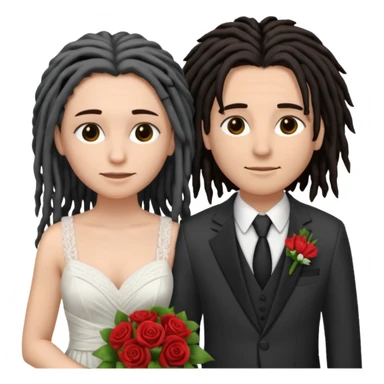 lesbian couple getting married. one dreads one dark brunette. Dreads in a suit, brunette in a dress. BOTH GIRLS sticker