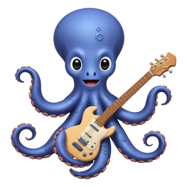 happy octopus with multiple arms playing guitar sticker