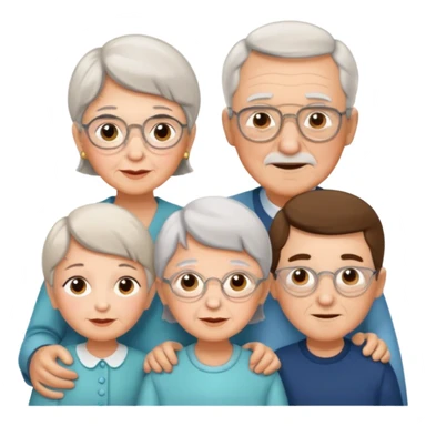 All white grandma and grandpa with 2 girls and 2 boys sticker