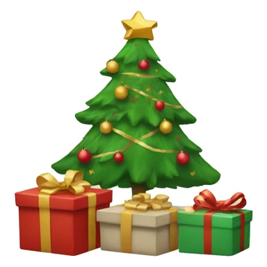 Holiday presents under tree sticker