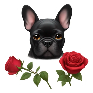 French bulldog black with rose sticker