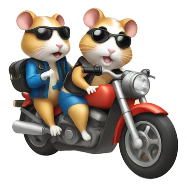 Two hamsters driving motorbike on beach sticker