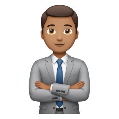 3/4 rear view of person in office attire, standing straight, arms relaxed, simple and smooth emoji design, white background sticker