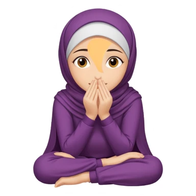 Hijabi girl sitting and hiding her face from her hands sticker