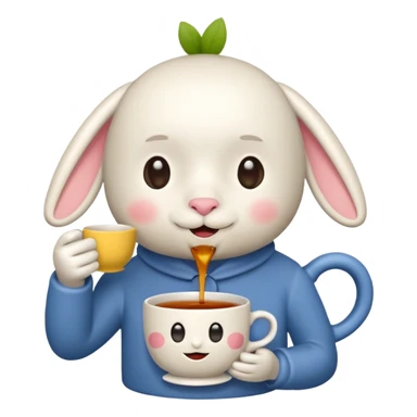 Labubu character drinking tea, simple and expressive sticker