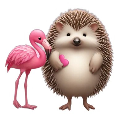 hedgehog and flamingo in love sticker