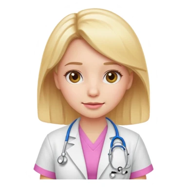 A cute emoji-style girl doctor with light blonde hair and pink medical wear sticker