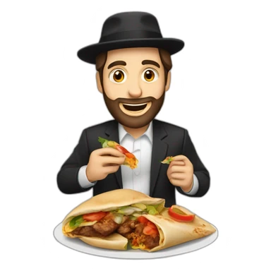 A orthodox jewish man eating döner kebap sticker