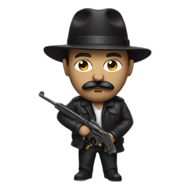 Gangster with a mustache and guns sticker