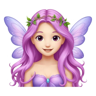 Lilac and pink fairy with wings but you can see her whole body and make her super pretty with long hair  sticker