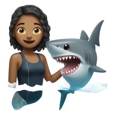 Girl swimming with shark sticker