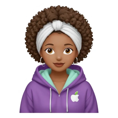 Black girl, clean girl aesthetic, 4C curly hair in a puff, pastel hoodie, white sneakers, minimal jewelry, soft smile, cozy vibe, bright colors, Apple-style White clay mask  towel on My head sticker