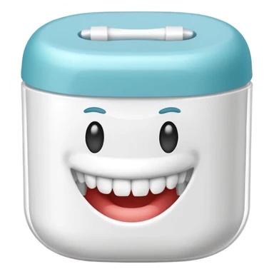 Round pack of white dental floss with no smiley faces sticker