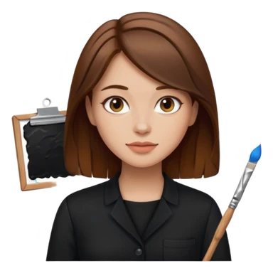 femme brune cheveux mi long noir artiste peintre sticker