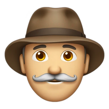 Middle age man with faded hair loss and moustache brown and wearing hat sticker