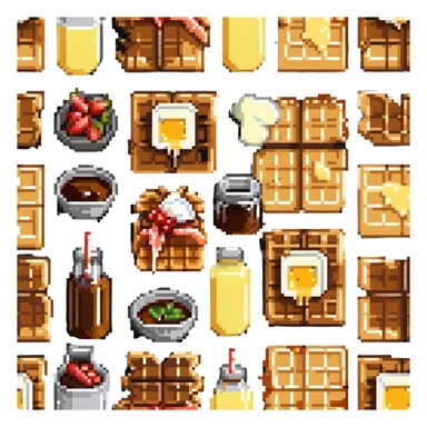 8-bit pixelated waffle with syrup and butter sticker