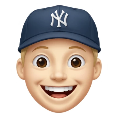 Laughing face wearing ny yankee cap sticker