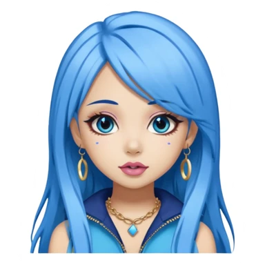 gyaru style girl with blue hair, pretty makeup, bratz baddie aesthetic sticker