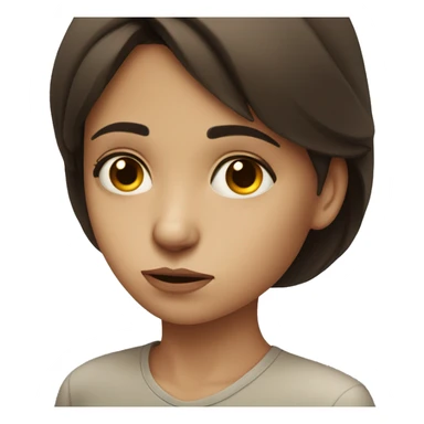 Sad brunette girl with skew nose sticker