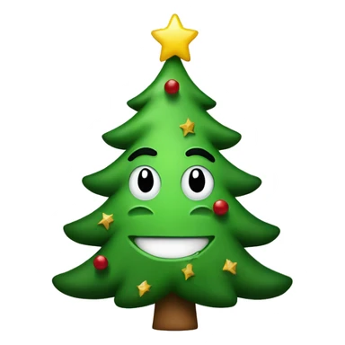 Christmas tree with smiley face sticker