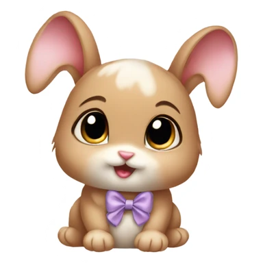 Baby bunny with coquette bow on ear sticker