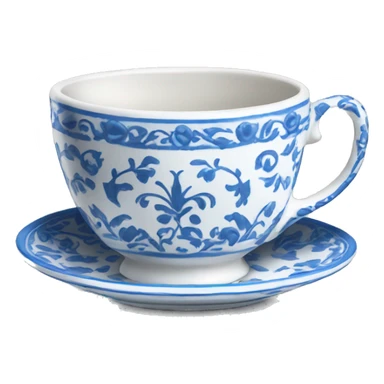 blue and white teacup sticker